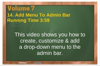 PLR 4 WordPress Vol 7 Video 14 Add Drop-Down Menu To Admin Bar