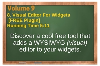 WordPress Volume 09 PLR 4 WordPress Vol 9 Video 8 Visual Editor For Widgets