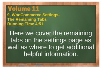 PLR 4 WordPress Vol 11 Video 9 WooCommerce Settings-Tabs (The rest of them - Shipping, Checkout, Accounts, Email and API tabs)