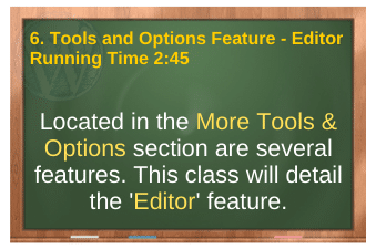 PLR4WP Volume 14 video 6. Tools and Options Feature - Editor