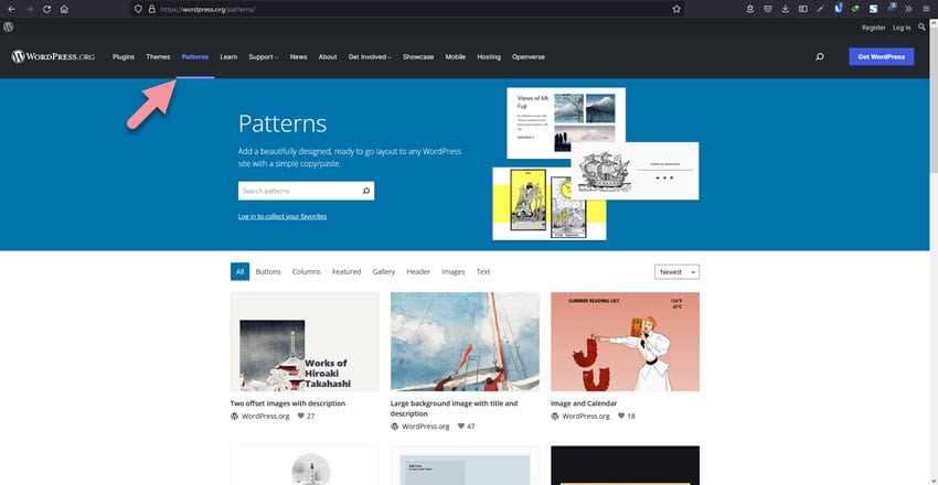 What's New In WordPress 5.9 Patterns Library the Patterns Library